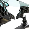 Elegant Coffee Table With Glass Top And Black Pegasus Base Design