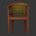 Leisure Chair With Red Frame Armrests And Green Striped Woven Seat Backrest Design