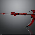Red Futuristic Weapon With Spear And Scythe Detailed Mechanical Design