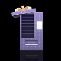 Open Purple Gift Box With Golden Bow Diamond Pattern And Compartments Featuring BE FESTIVE Text 3d model