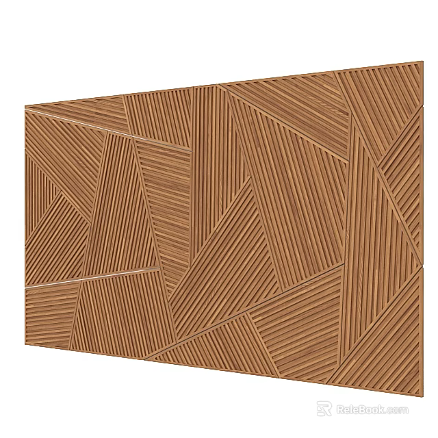 Wooden Background Wall With Brown Geometric Pattern And Striped Texture 3d model