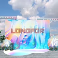 LONGFOR Welcome Check-in Photo Spot With Colorful Gradient Background And Bubbles Decor