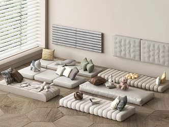 Modern Bay Window Cushion Pillow Sofa Cushion Plush Toy Bay Window Cushion Soft Bag Cushion 3d model