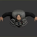 Male Character Wearing Multi Pocket Vest With ID Badge Glasses And Blue Pants Arms Outstretched