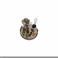 Stylish Kitchen Utensils With Olive Oil Bottles Pepper Grinders Wooden Spoons And Green Herbs On Decorative Tray