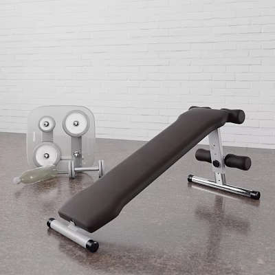 Home Gym Equipment With Adjustable Bench Dumbbells And Water Bottle 3d model
