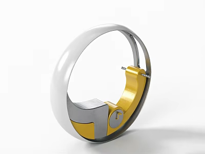 Modern Circular Playground Equipment With White Yellow Gray Metal Structure 3d model