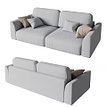 Light Gray Fabric Two Seater Sofa With Soft Pillows And Modern Design 3d model