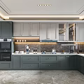Modern Kitchen With Gray And White Cabinets Countertop Appliances Marble Flooring Natural Light From Window