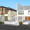 Detached Villa Exterior Design With Yellow White Facade Brown Roof Lakeside View And Garden