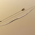 Traditional Wooden Bow And Arrow Weapon Design With Curved Shape And Feathered Arrowhead