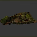 Detailed Natural Terrain With Moss Covered Stump Fallen Leaves And Organic Texture