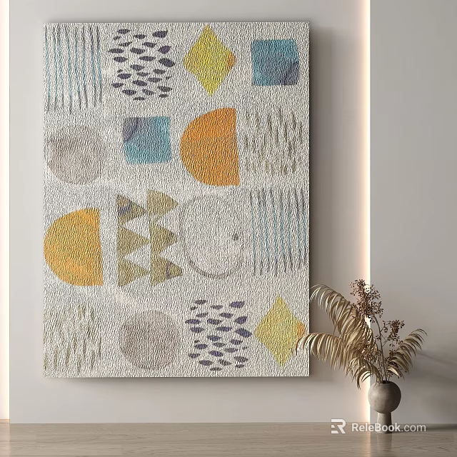 Modern Square Rug With Colorful Geometric Patterns And Textured Abstract Designs 3d model