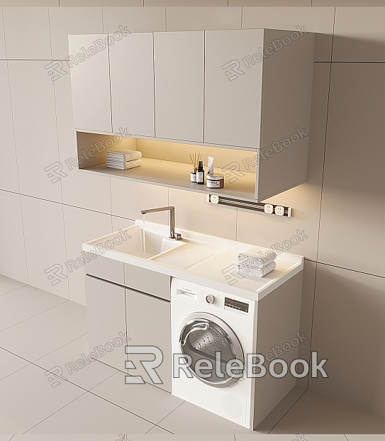 Modern Washbasin Washing Machine Cabinet Balcony Cabinet Washing Machine Washbasin Basin Cabinet model