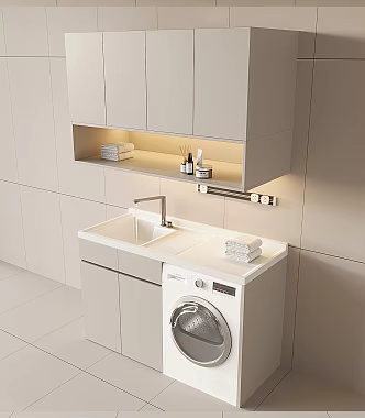 Modern Washbasin Washing Machine Cabinet Balcony Cabinet Washing Machine Washbasin Basin Cabinet 3d model