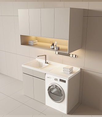 Modern Washbasin Washing Machine Cabinet Balcony Cabinet Washing Machine Washbasin Basin Cabinet 3d model