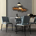 Modern Dining Table and Chair Combination Round Table and Chair Chandelier Combination 3d model