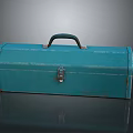 Turquoise Metal Toolbox With Handle Lock And Rustic Design For Household Use