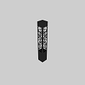 Modern Black Outdoor Light Pillar With Geometric Cutout Design For Garden Decor