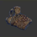 Hand Carved Ceramic Sculpture With Speckled Brown Texture And Vintage Handle Design