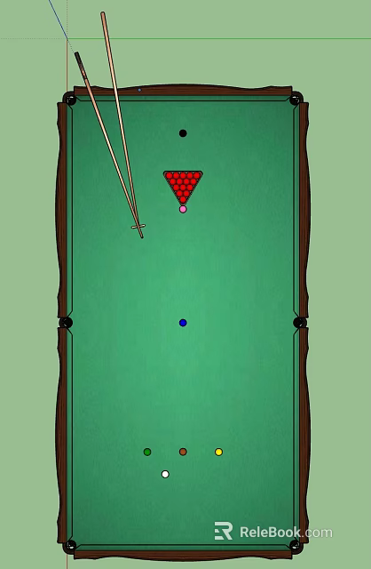 Sports Equipment Including Billiard Table Cue Sticks Triangle Rack And Balls 3d model 