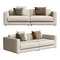 Beige Two-Seater Sofa with Green and Brown Cushions for Living Room Decor