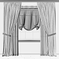 Gray And Beige Window Curtains With Tied Back Panels And Swag Valance