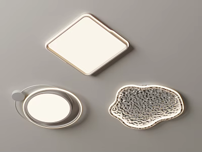 Modern Ceiling Lights With Square Round And Irregular Shapes Metal Frame And Textured Surface 3d model