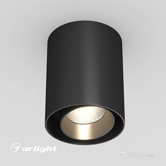 Black Cylindrical Ceiling Light With Modern Sleek Design And Illuminated Base 3d model 