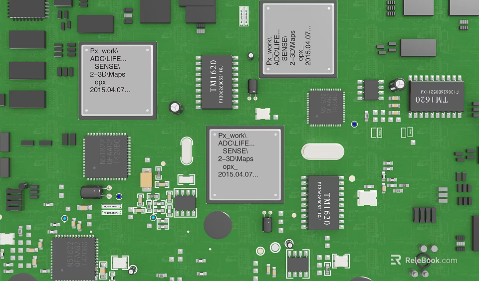 Industrial Equipment Circuit Board with Accurate Schematic Chips Oscillator and Power Supply Components 3d model 
