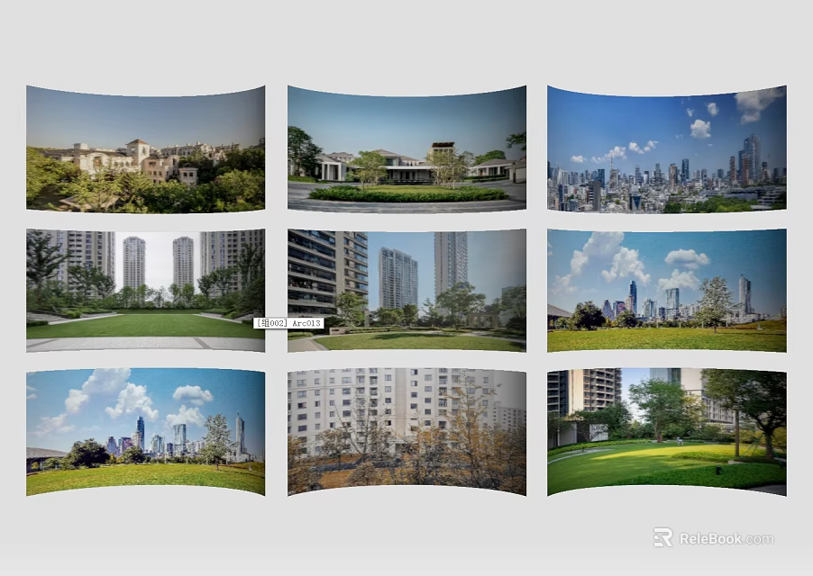 Urban Scenery With Modern Buildings Green Parks And Blue Sky Landscapes 3d model 
