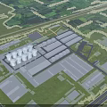 Aerial View of Modern Industrial Plant With Multiple Buildings and White Storage Tanks