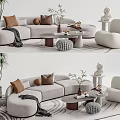 Quiet sofa tea table combination 3d model