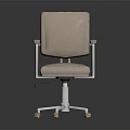 Beige Office Chair With Padded Backrest Armrests White Frame And Five Star Wheel Base