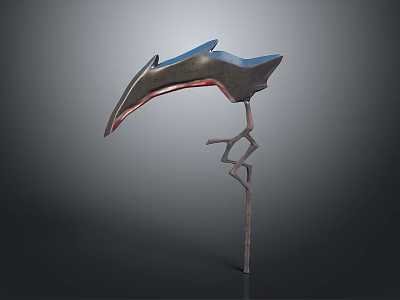 Fantasy Weapon Featuring Curved Blade And Intricate Metal Handle Design 3d model