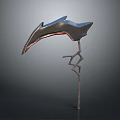 Fantasy Weapon Featuring Curved Blade And Intricate Metal Handle Design