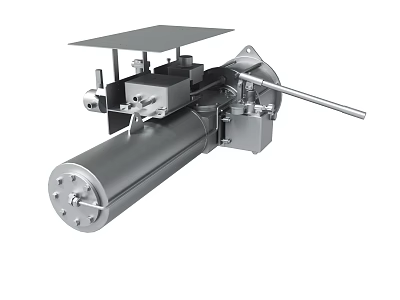 Industrial Mechanical Device Featuring Silver Metal Structure Cylindrical Component And Connecting Parts On Top Platform 3d model
