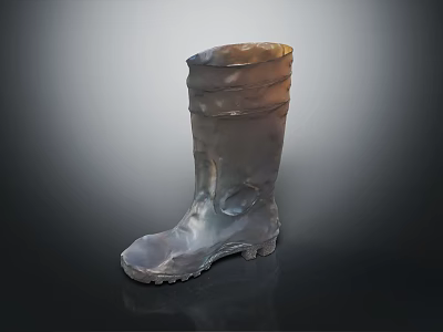 Tall Rain Boots With Rubber Material And Textured Sole Design Detail 3d model
