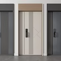 Dark Gray Security Door With Electronic Keypad Lock And Grid Pattern Design