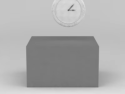 Tech Exhibition Hall Display With Floating Clock And Gray Cuboid Base 3d model