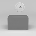 Tech Exhibition Hall Display With Floating Clock And Gray Cuboid Base 3d model