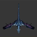 Blue And Purple Mechanical Dragon With Metallic Wings In Standing Pose
