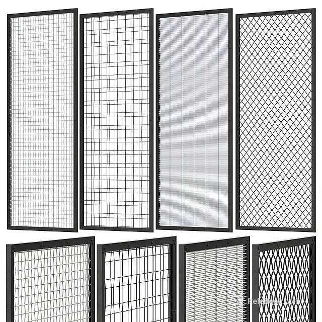 Modern Room Dividers With Various Grid Patterns And Metal Frames For Home Decor 3d model 