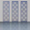 Three Blue Framed Decorative Screens With Geometric Patterns For Interior Design 3d model