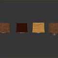 Four Different Colored Small Wooden Cabinets With Drawers And Slender Legs On Dark Background