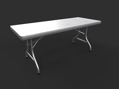 Functional Foldable Table With Rectangular White Top And Metal Legs Design 3d model