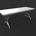 Functional Foldable Table With Rectangular White Top And Metal Legs Design 3d model
