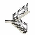 Modern Staircase With Wrought Iron Railings Circular Patterns Gold Accents And White Steps