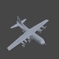 U.S. Air Force Military Transport Aircraft with Four Propellers and Wing Structure