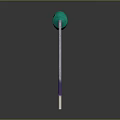 Green And Red Striped Resistor With Silver Metal Supports And Purple Ends On Black Background